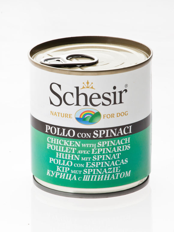Schesir Chicken with Spinach Canned Dog Food (285g)