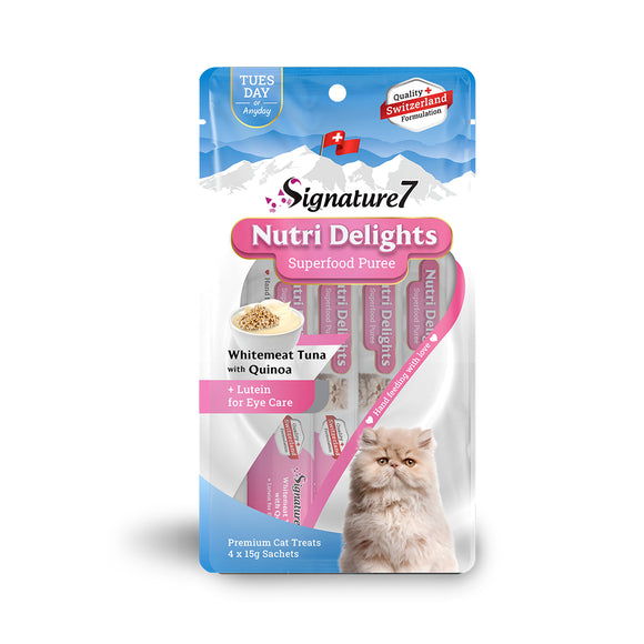 Signature 7 Tuesday Nutri Delights Superfood Puree - Whitemeat Tuna with Quinoa for Eye Care for Cats -  15g x 4pc