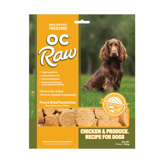 OC Raw Dog Chicken & Produce Sliders Freeze-Dried Food for Dogs (14oz)
