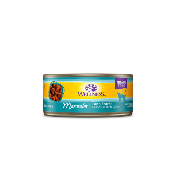 Wellness Grain Free Tuna Entree Cubes in Rich Gravy Morsels Canned Food for Cats (5.5oz)