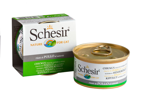 Schesir Can in Water (Chicken Fillets Natural Style) for Cats (85g)