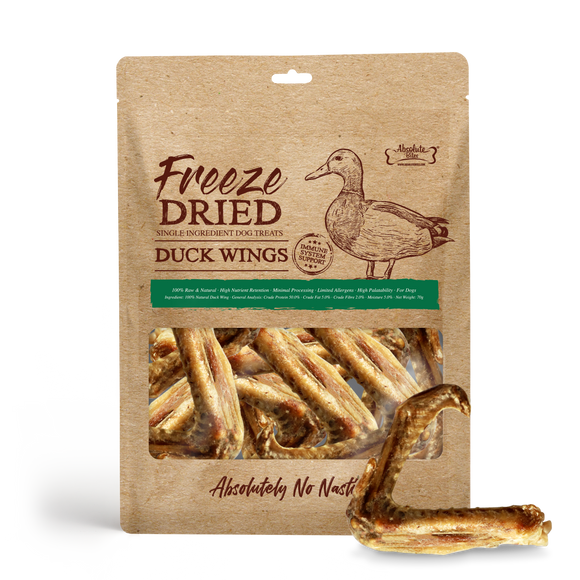 Absolute Bites Raw Freeze-Dried Treats for Dogs (Duck Wing) 70g