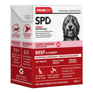 Prime100 SPD Slow Cooked Beef & Carrot Wet Dog Food (354g)