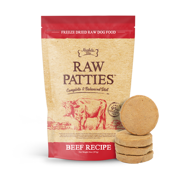 Absolute Bites Freeze Dried Raw Patties Dog Food - Beef Recipe (14oz)