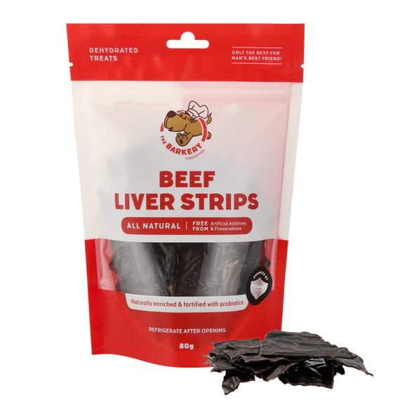 The Barkery Dehydrated Beef Liver Strips Treats for Dogs (2 sizes)