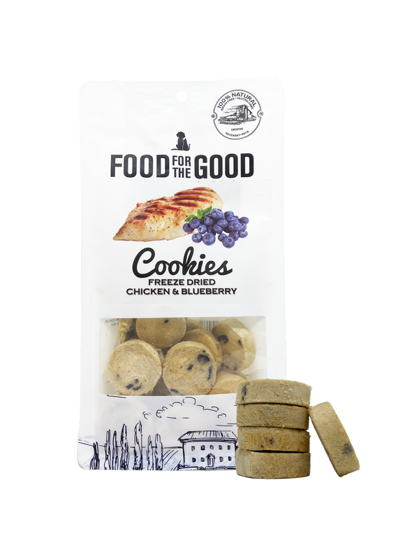 Food For The Good Chicken & Blueberry Cookies Freeze-Dried Treats for Dogs & Cats (70g)
