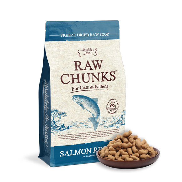 Absolute Bites Raw Chunks Freeze Dried Raw Food for Cats & Kittens - Salmon Recipe (2 sizes)