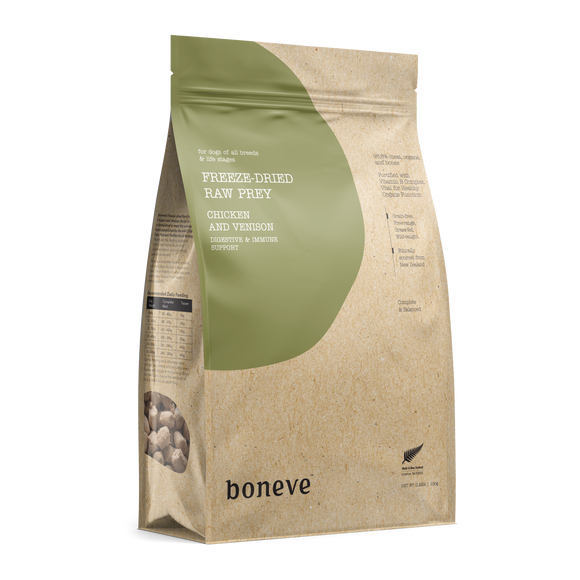 Boneve Freeze-dried Raw Prey Chicken & Venison Food for Dogs (2 sizes)
