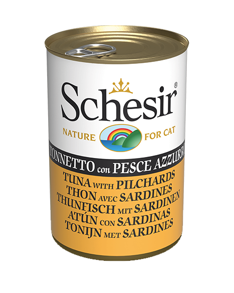 Schesir Can in Jelly/Water (Tuna with Pilchards) for Cats (140g)