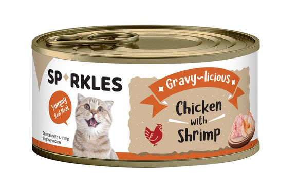 [1ctn=24cans] Sparkles Gravy-licious Chicken With Shrimp Canned Cat Food (80g x 24)