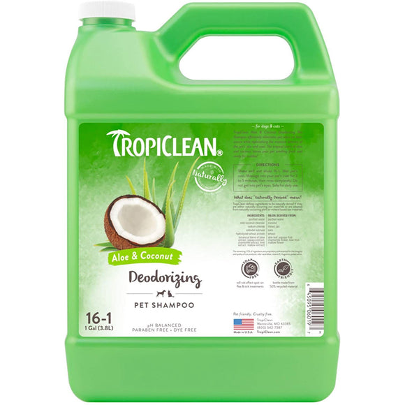 Tropiclean Aloe & Coconut Shampoo (Deodorizing) for Dogs & Cats (1 Gallon)