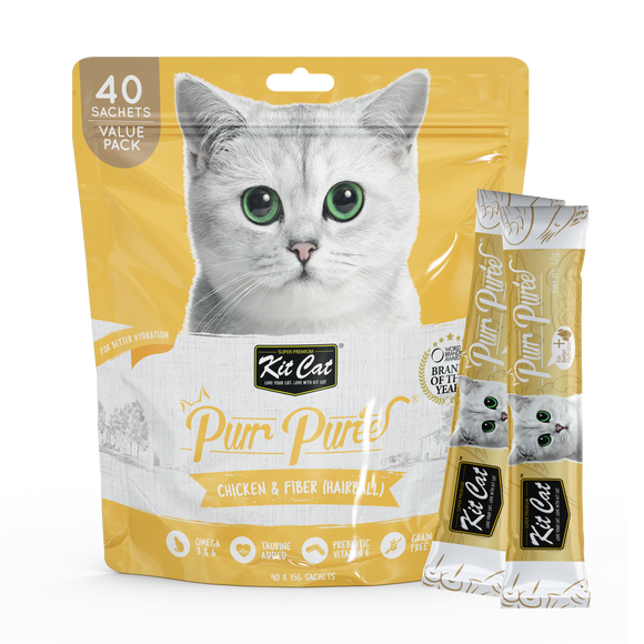 Kit Cat Purr Purée Value Pack (Chicken & Fiber) (Hairball) 15g x 40sachets