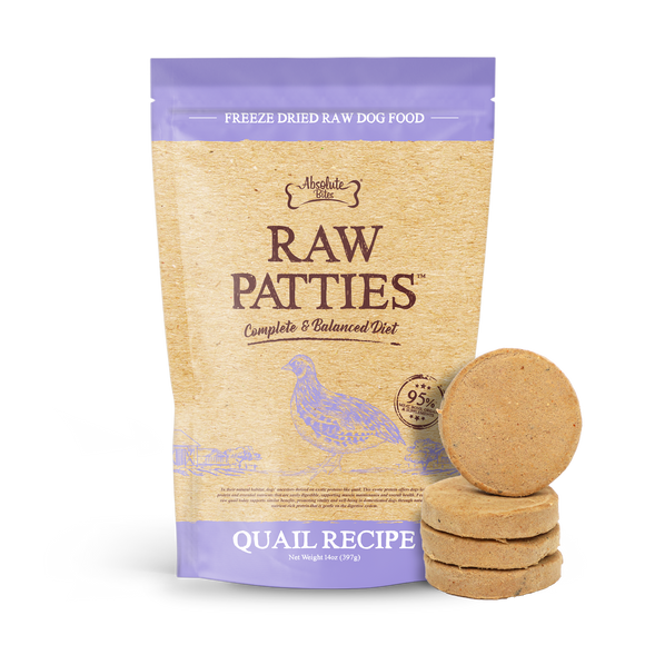 Absolute Bites Freeze Dried Raw Patties Dog Food - Quail Recipe (14oz)