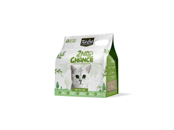 Kit Cat 2nd Chance 100% Recycled Plant-Based Cat Litter - Green Tea Leaves (7L/ 2.5KG)
