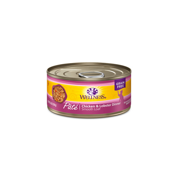 Wellness Complete Health Grain Free Chicken & Lobster Dinner Pate Canned Food for Cats (5.5oz)