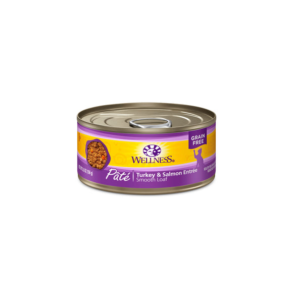 Wellness Complete Health Grain Free Turkey & Salmon Entree Pate Canned Food for Cats (5.5oz)