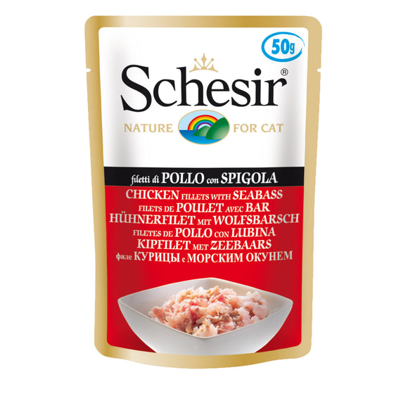 Schesir Pouches (Chicken Fillet with Seabass) for Cats (50g)