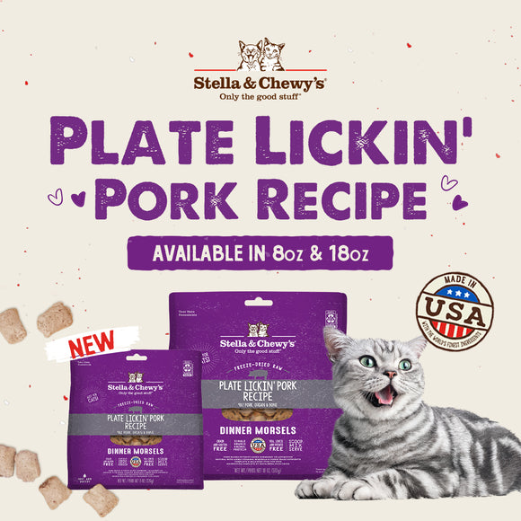 Stella & Chewy's Plate Lickin' Pork Dinner Morsels for Cats (2 sizes)