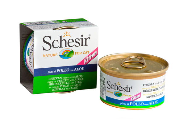 Schesir Can in Jelly (Kitten Chicken Fillets with Aloe) for Cats (85g)
