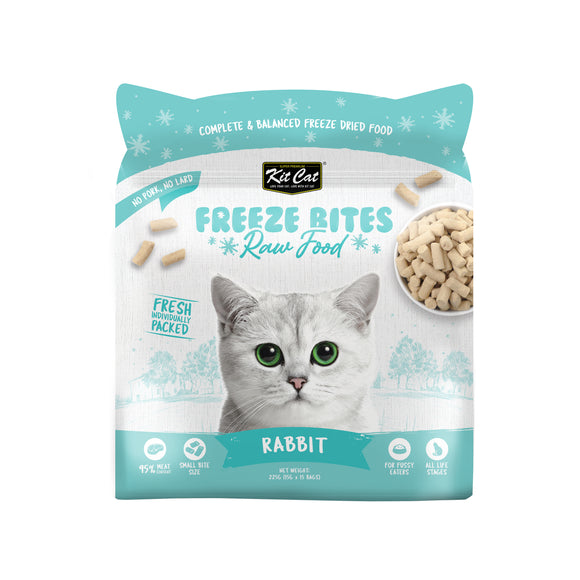 Kit Cat Freeze Bites Raw Food for Cats - Rabbit (225g) | 15 Packs