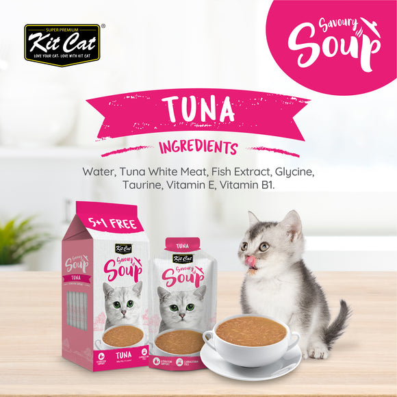 [Bundle of 4] Kit Cat Savoury Soup Wet Food Pouches for Cats - Tuna (50g x 6)