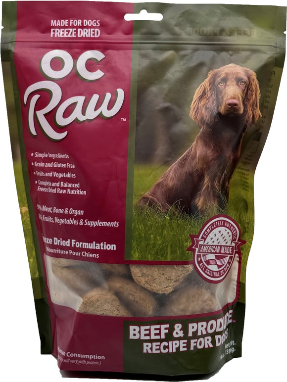 OC Raw Dog Beef & Produce Sliders Freeze-Dried Food for Dogs (14oz)