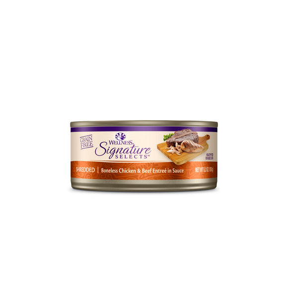 Wellness Core Signature Select Grain Free Shredded Chicken & Beef Entree in Sauce Wet Food for Cats (2 sizes)