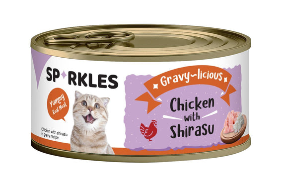 [1ctn=24cans] Sparkles Gravy-licious Chicken With Shirasu Canned Cat Food (80g x 24)