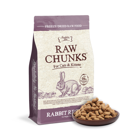 Absolute Bites Raw Chunks Freeze Dried Raw Food for Cats & Kittens - Rabbit Recipe (2 sizes)
