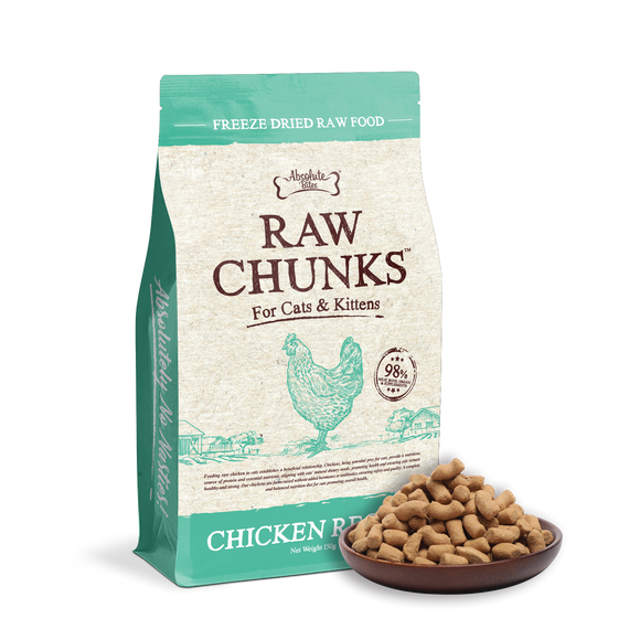 Absolute Bites Raw Chunks Freeze Dried Raw Food for Cats & Kittens - Chicken Recipe (2 sizes)