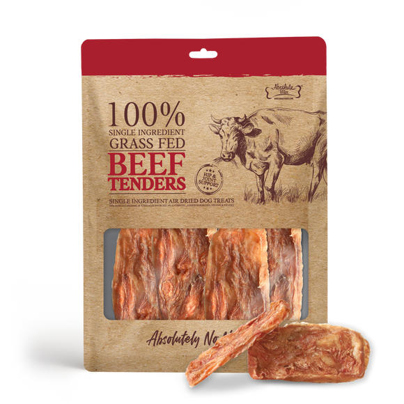 Absolute Bites Single Ingredient Air Dried Treats for Dogs - Grass Fed Beef Tenders (80g)