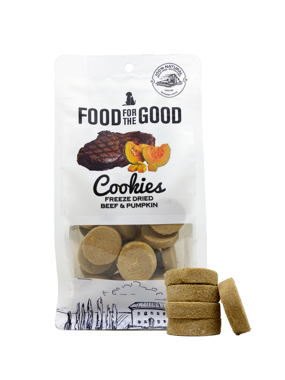 Food For The Good Beef & Pumpkin Cookies Freeze-Dried Treats for Dogs & Cats (70g)