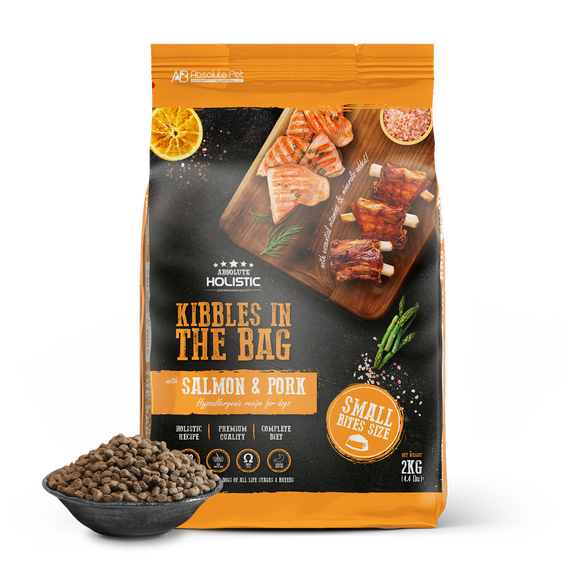 Absolute Holistic Kibbles In The Bag Hypoallergenic Recipe Small Bites Dog Dry Food - Salmon & Pork (2 sizes)