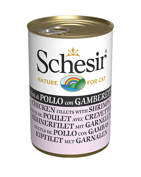 Schesir Can in Jelly/Water (Chicken Fillets with Shrimps) for Cats (140g)
