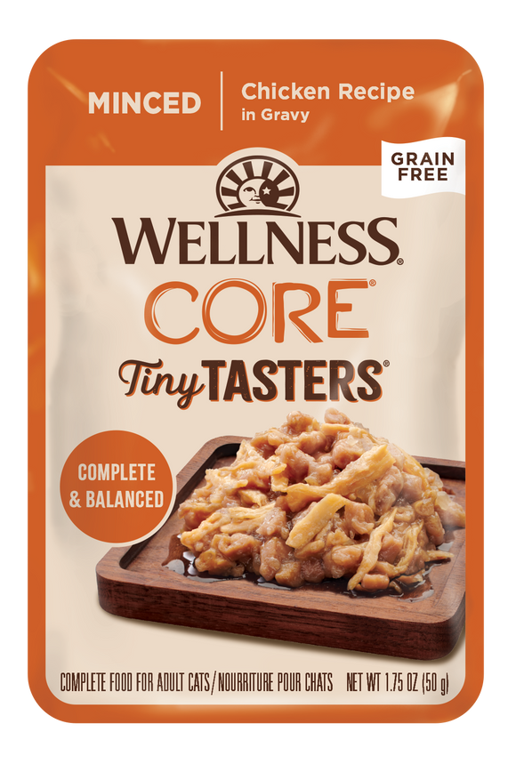 Wellness Core Grain Free Tiny Tasters Minced Chicken Recipes in Gravy for Cats (1.75oz)