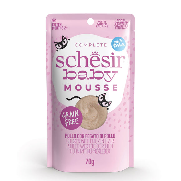 Schesir Baby Velvet Mousse Wet Food for Cats - Chicken with Chicken Liver (70g)