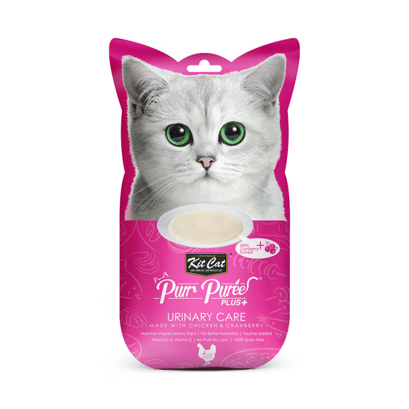 Kit Cat Purr Puree Plus+ Urinary Care Treats for Cats (Chicken & Cranberry) 4 x 15g sachets