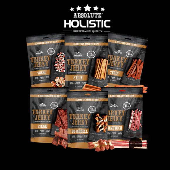 Absolute Holistic Oven Dried Grain Free Air Dried Turkey Jerky Treats for Dogs (100g)