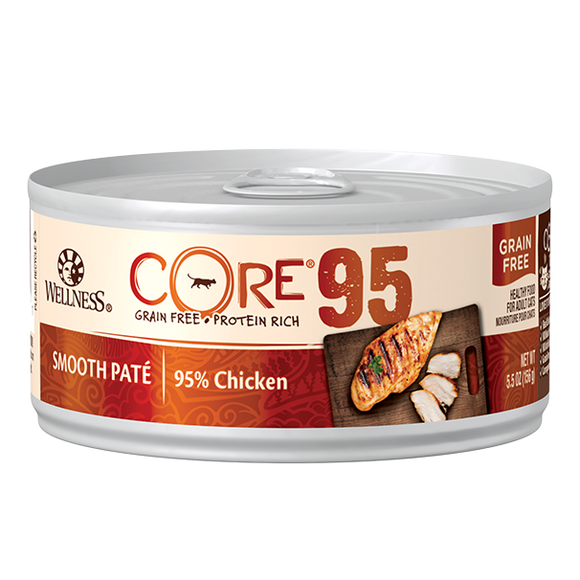 Wellness Core Grain Free 95% Chicken Smooth Pate Wet Food for Cats (5.5oz)