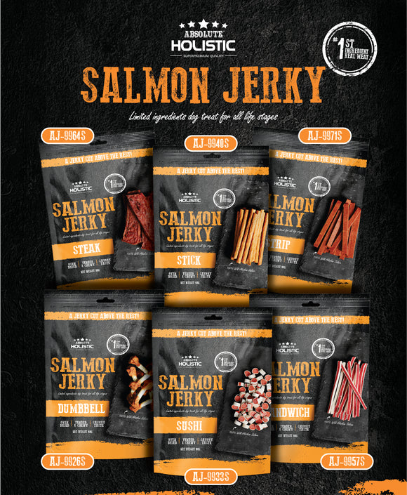 Absolute Holistic Oven Baked Grain Free Air Dried Salmon Jerky Treats for Dogs