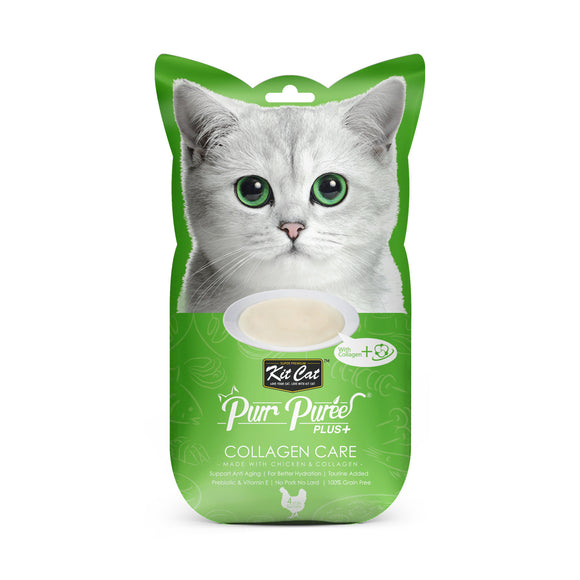 Kit Cat Purr Puree Plus+ Collagen Care Treats for Cats (Chicken & Collagen) 4 x 15g sachets