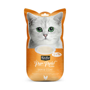Kit Cat Purr Puree Plus+ Skin & Coat Treats for Cats (Chicken & Fish Oil) 4 x 15g sachets