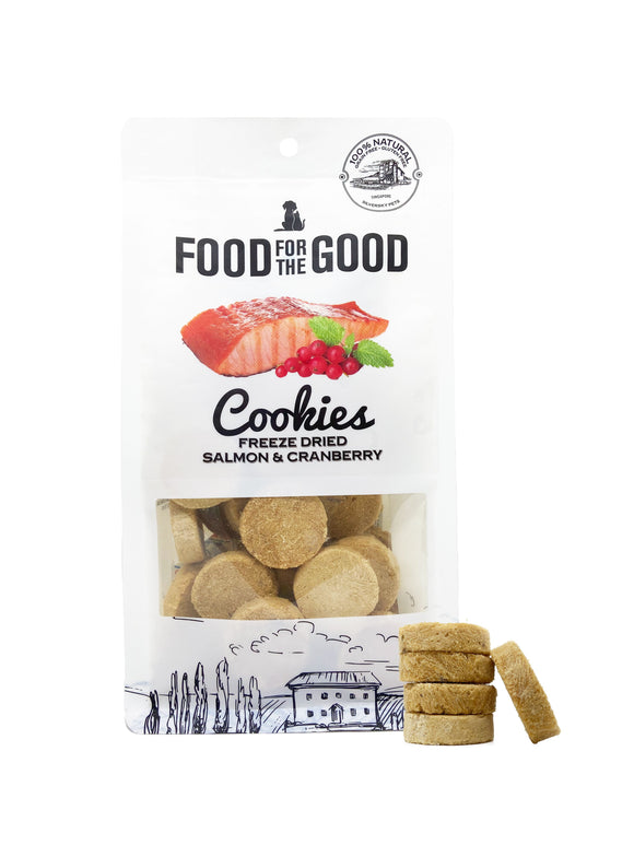 Food For The Good Salmon & Cranberry Cookies Freeze-Dried Treats for Dogs & Cats (70g)