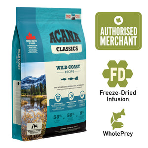 ￼ACANA Classics Freeze-Dried Coated Wild Coast Dry Dog Food (2 Sizes)