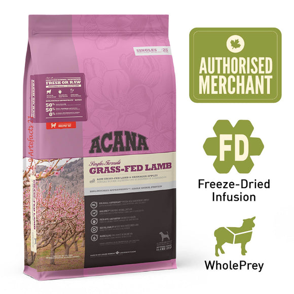 ACANA Singles Freeze-Dried Infused Grass-Fed Lamb Dry Dog Food (3 Sizes)