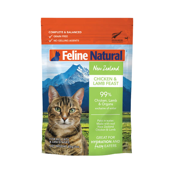 [Bundle of 4] Feline Natural Pouched Chicken & Lamb for Cats (85g)