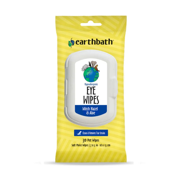 Earthbath Eye Wipes - Hypoallergenic, Witch Hazel & Aloe for Pets (30 wipes (7