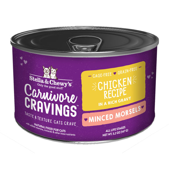 Stella & Chewy’s Carnivore Cravings Minced Morsels Chicken Recipe Canned Food for Cats (5.2oz)