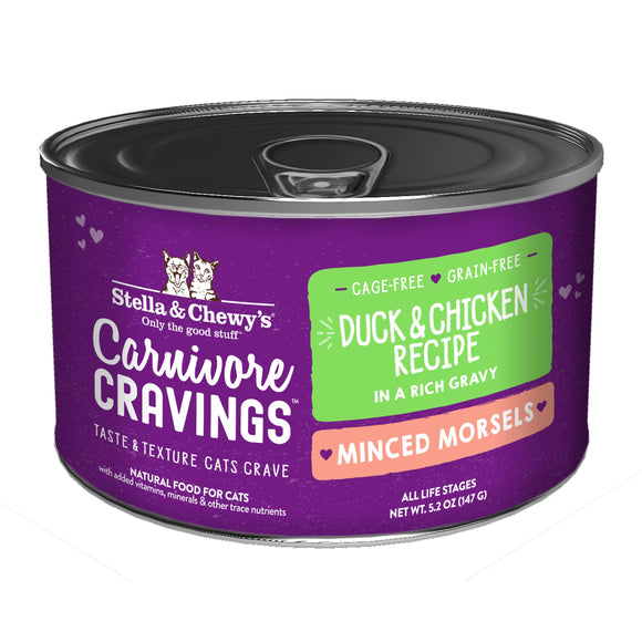 Stella & Chewy’s Carnivore Cravings Minced Morsels Duck & Chicken Recipe Canned Food for Cats (5.2oz)