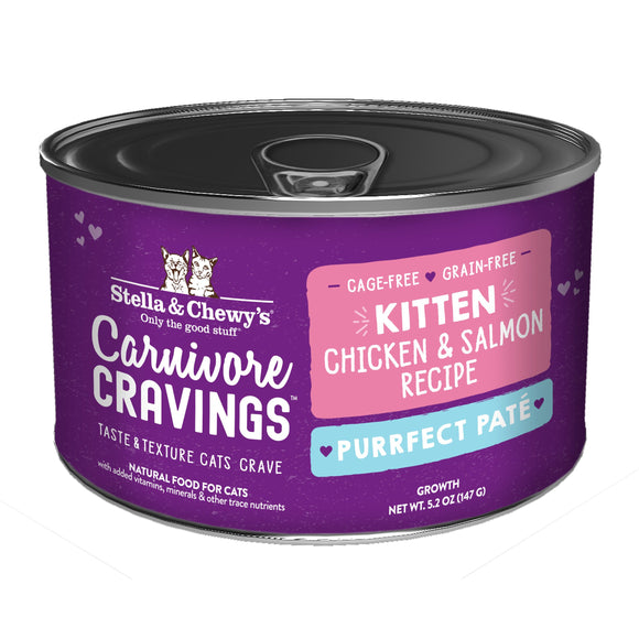 Stella & Chewy’s Carnivore Cravings Purrfect Pate Kitten - Chicken & Salmon Recipe Canned Food for Cats (5.2oz)